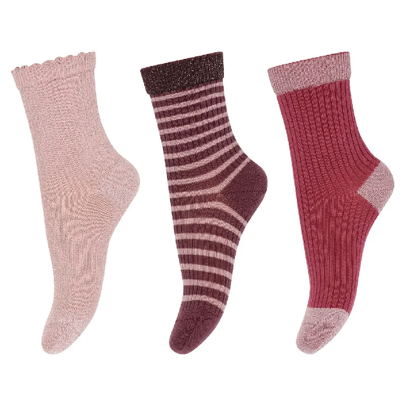 sock storage running -  Mp Danmark Dagmar Socks - 3-pack Silver Pink