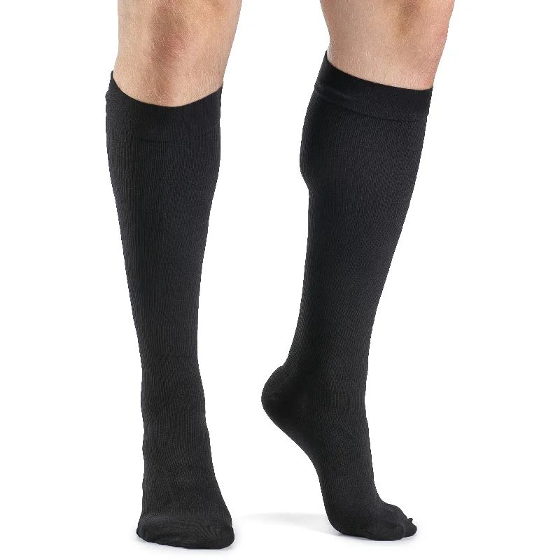 sock quality thermal -  Dynaven Opaque Ribbed Men's Knee High 20-30 mmHg w/ Silicone Top