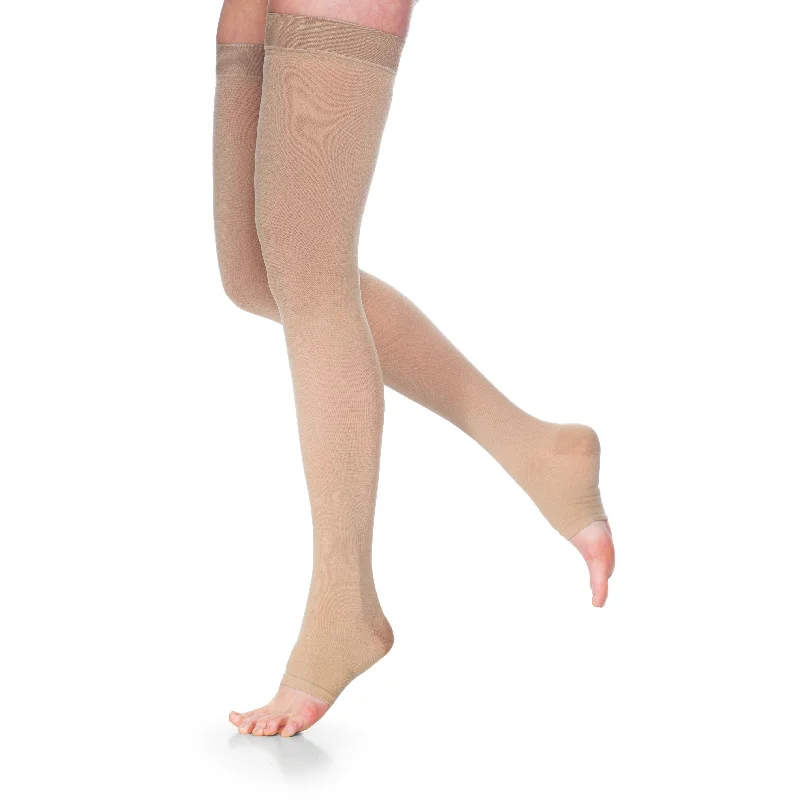 sock availability custom -Dynaven Opaque Thigh High 20-30 mmHg, Open Toe