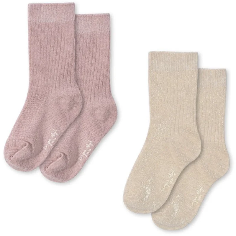 sock inventory custom -  Konges Sløjd Rose/Off White 2 Pack Rib Glitter Socks