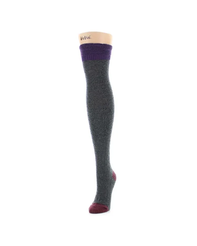 sock promotions running -  Legmogu'e Leaf Burst Over the Knee Warm Socks in Grey