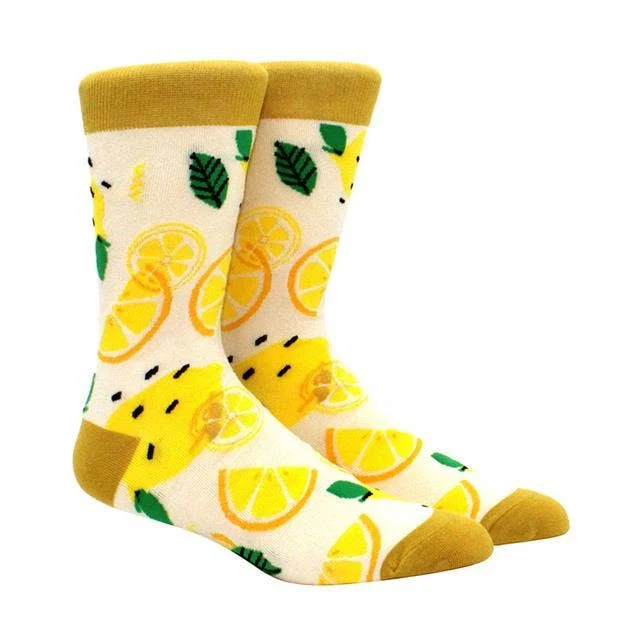 sock features running -  Sock Panda - Lemon Patterned Socks (Adult Large)