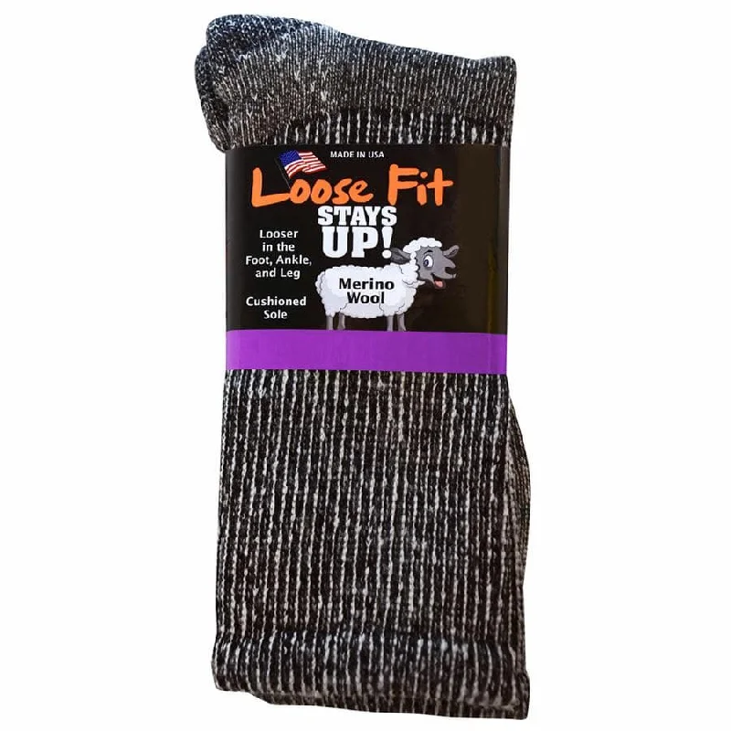 sock features hiking -  Loose Fit Marled Merino Wool Crew Socks in Black