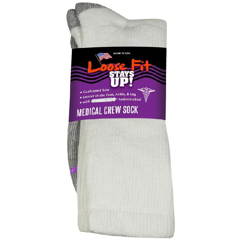 sock refunds hiking -  Loose Fit Medical Cotton Crew Socks in White