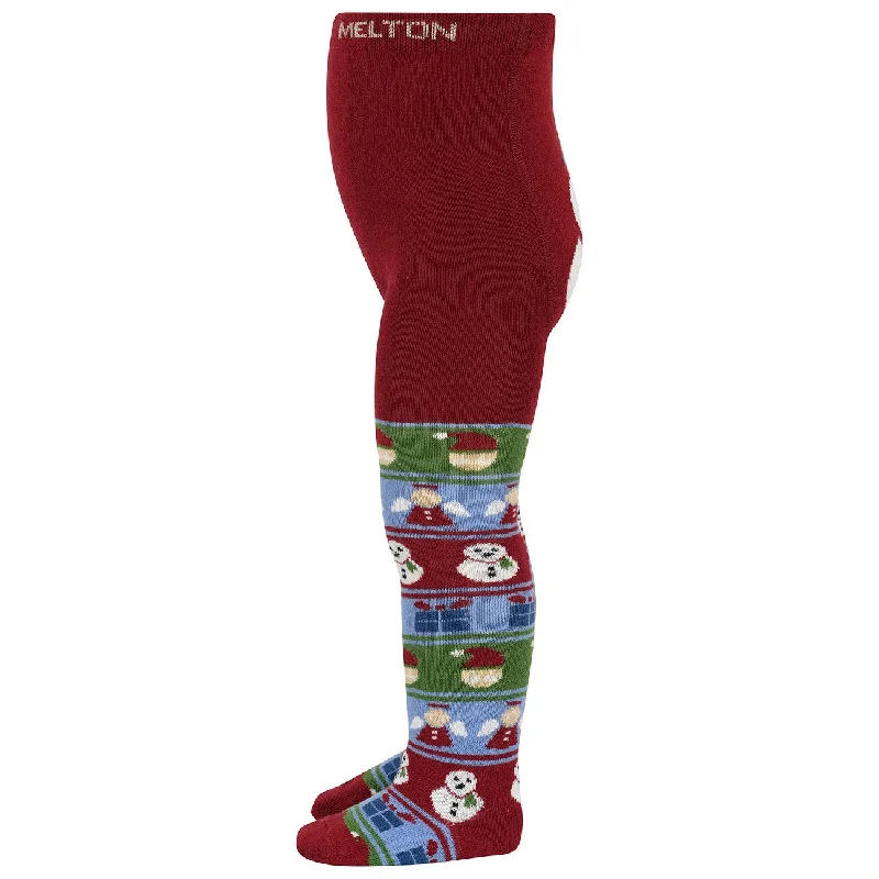 sock types custom -  MELTON Sundried Tomato Snowman tights