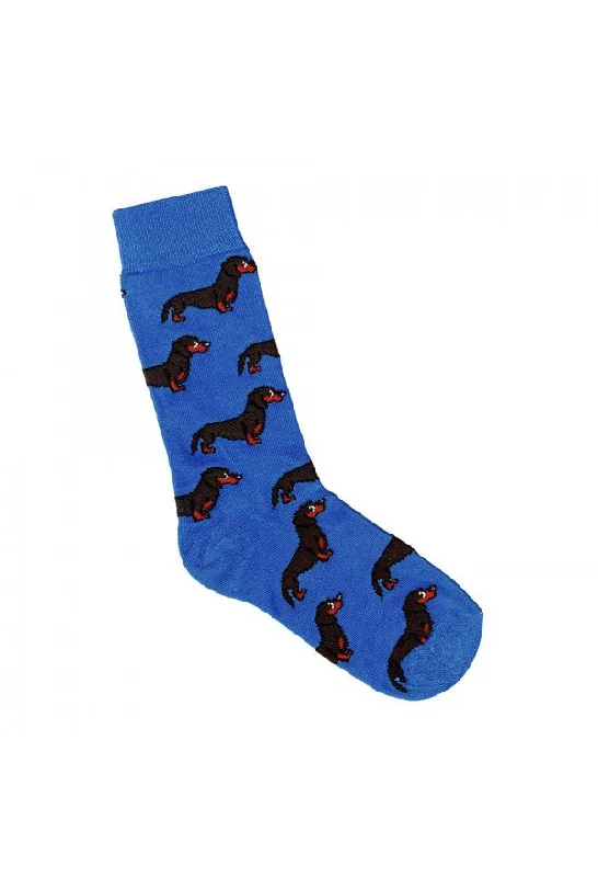 sock brands hiking -  Mens Dachshund Crew Socks in Blue