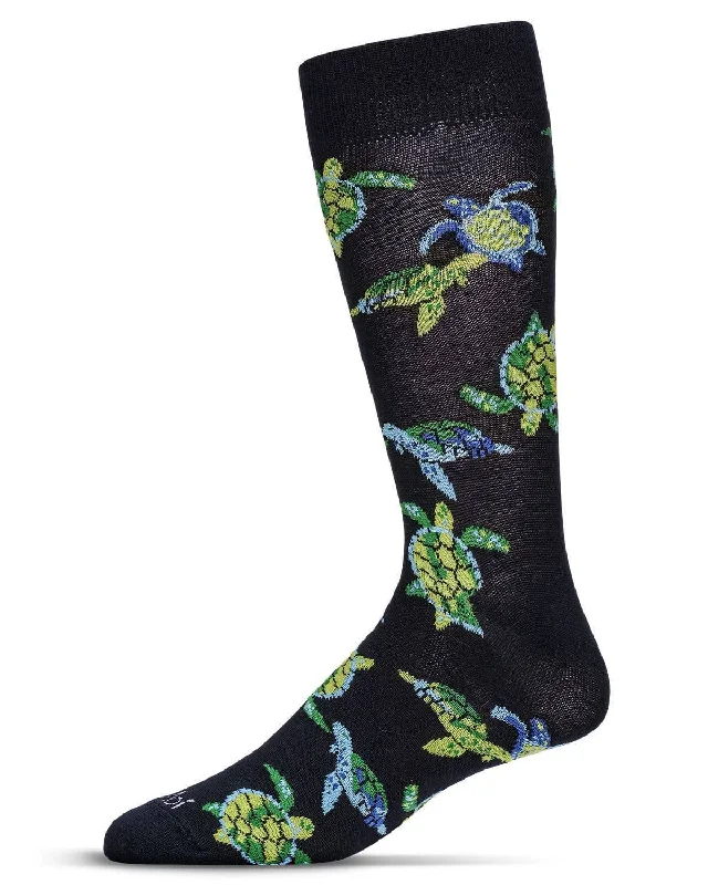 sock features hiking -  Memoi Men's Turtles Bamboo Crew Socks