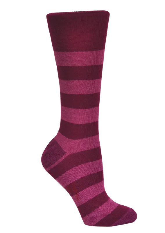 sock guarantee hiking -  Merino and Alpaca Blend Striped Socks in Berry - Aussie Made