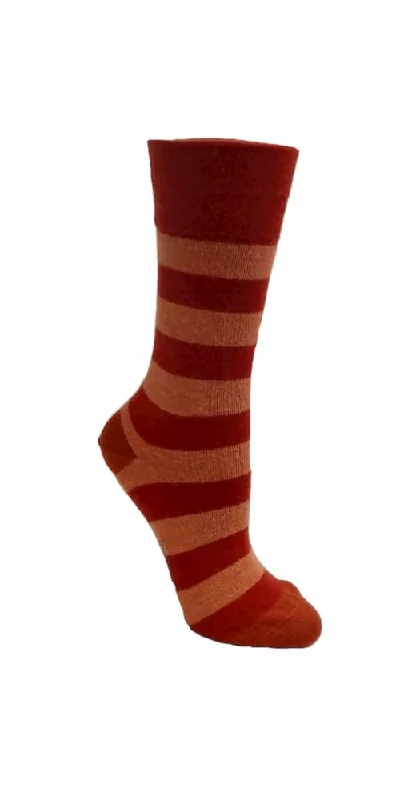 sock discounts running -  Merino and Alpaca Blend Striped Socks in Terracotta - Aussie Made