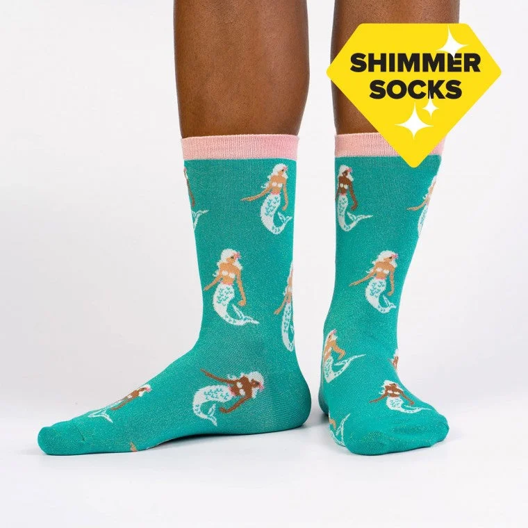 sock styles running -  Mermaid to be Friends Women's Crew Shimmer Socks