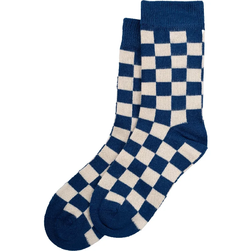 sock durability custom -  minipop® Deep Cobalt/Off White Bamboo Socks Check