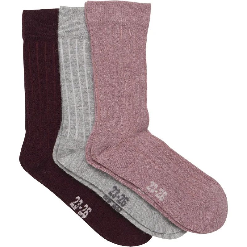 sock uses thermal -  Minymo Burnished Lilac Wool Socks Rib 3-pack