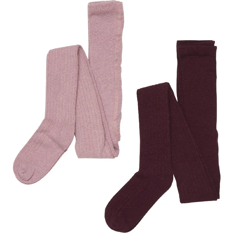 sock packaging thermal -  Minymo Burnished Lilac Wool Tights Rib 2-pack