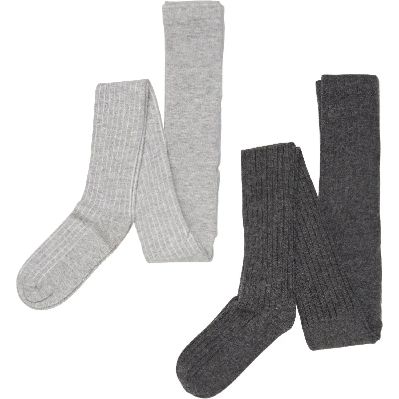 sock returns thermal -  Minymo Grey Melange Wool Tights Rib 2-pack