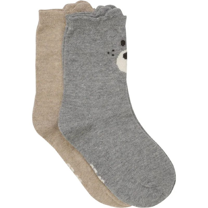 sock sets thermal -  Minymo Light Grey Melange Socks Med 3D Effekt 2-pak