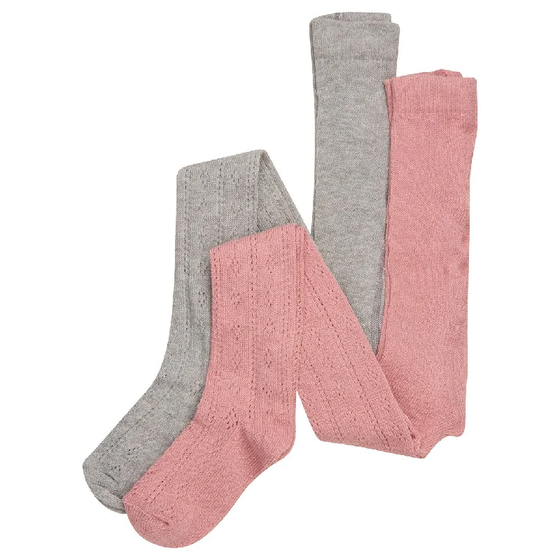 sock variety hiking -  Minymo Light Grey Melange Tights Pointelle 2-pack