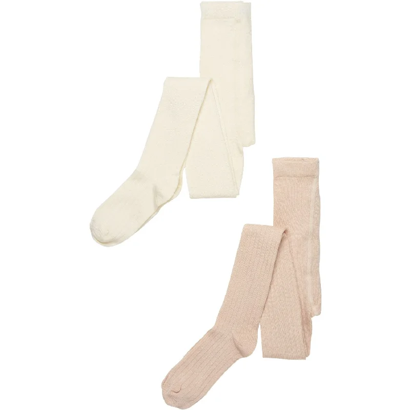 sock pairs hiking -  Minymo Off white Stocking - rib (2-Pack)