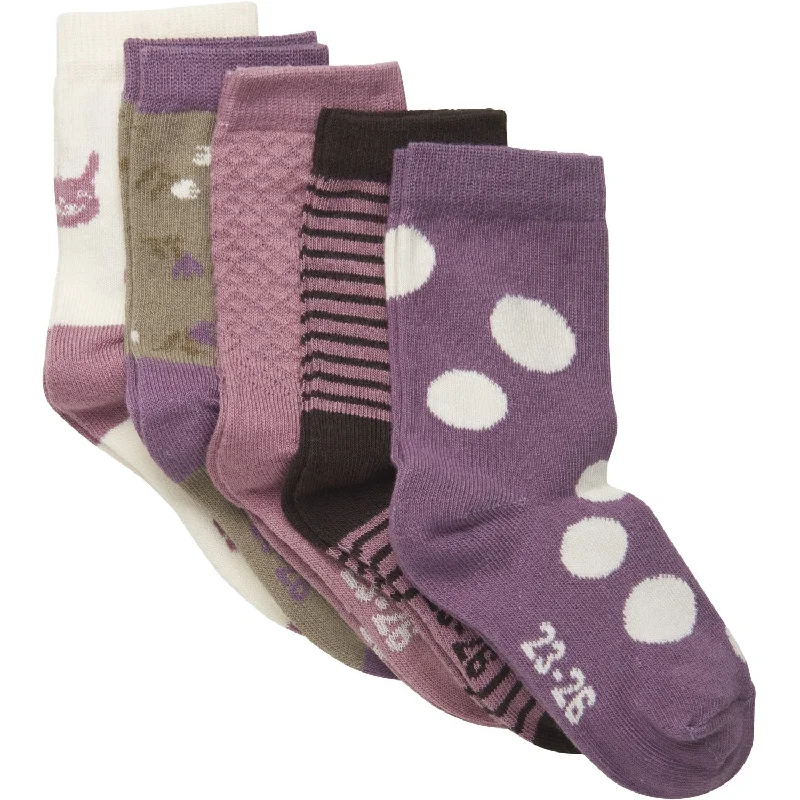 sock collections thermal -  Minymo Orchid Haze Socks w. Pattern (5-pack)