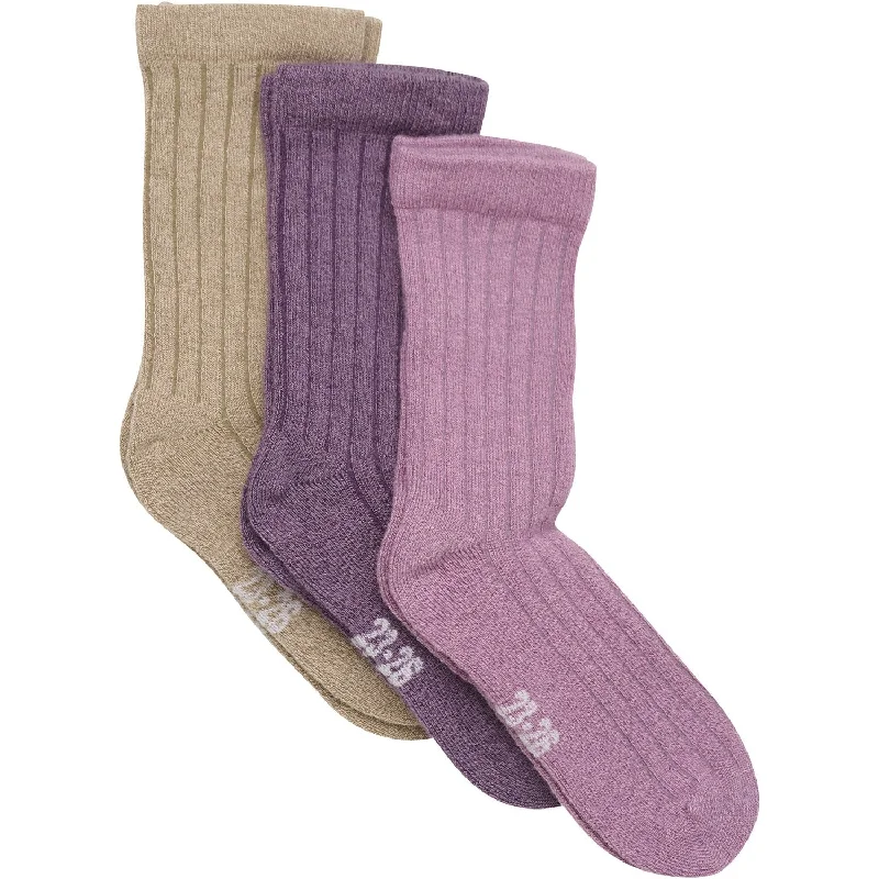 sock reviews thermal -  Minymo Orchid Haze Wool Socks Rib 3-pack