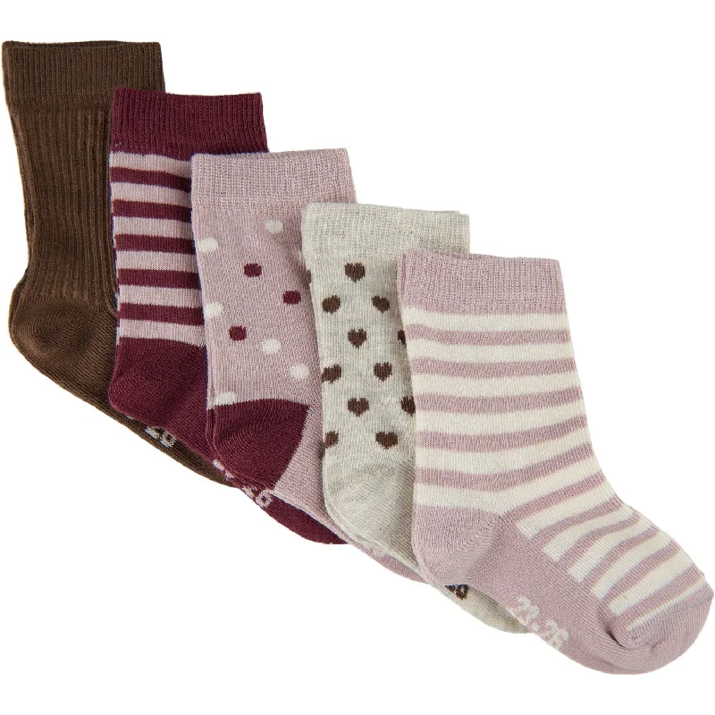 sock colors thermal -  Minymo Rose Smoke Socks w. pattern (5-pack)