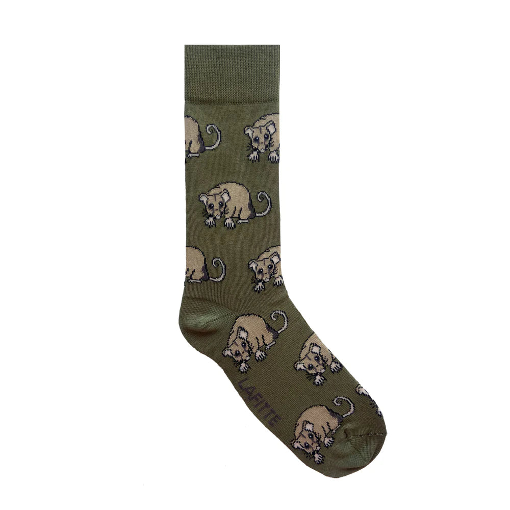 sock fashion thermal -  Mountain Pygmy Possum Bamboo Crew Socks in Khaki - Aussie Made