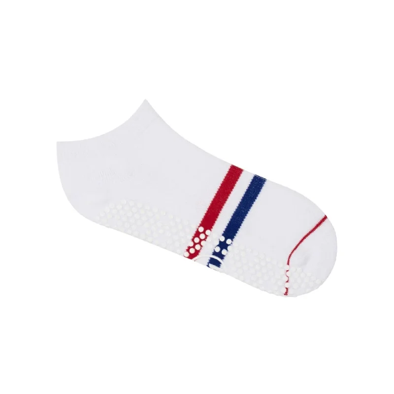 sock features custom -  Classic Low Rise Grip Socks - Polo Stripe White (Barre / Pilates)