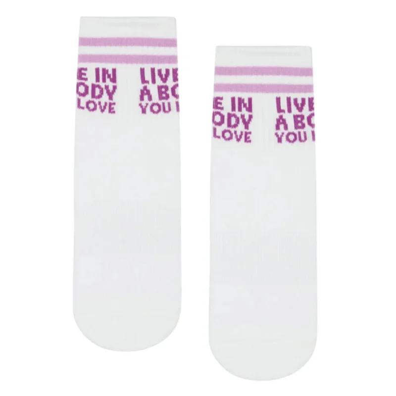 sock uses running -  Crew Grip Socks - Lilac Self Love (Barre / Pilates)