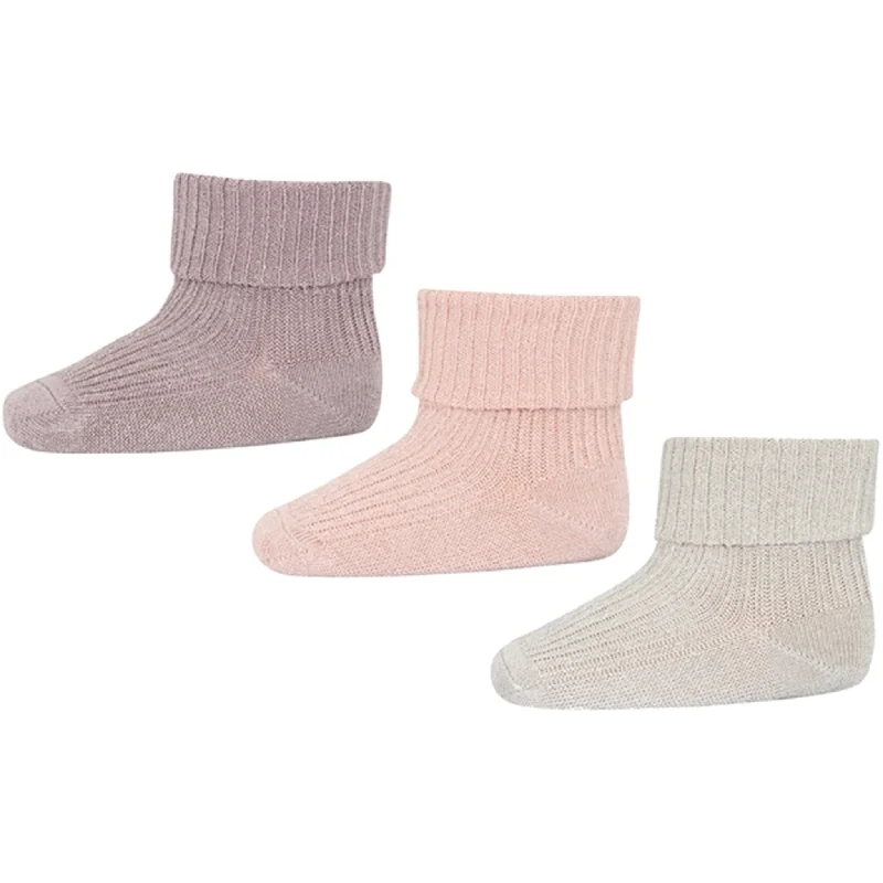 sock styles thermal -  MP Danmark 99031 Ida Glitter Socks 3-pack 853 Rose Dust