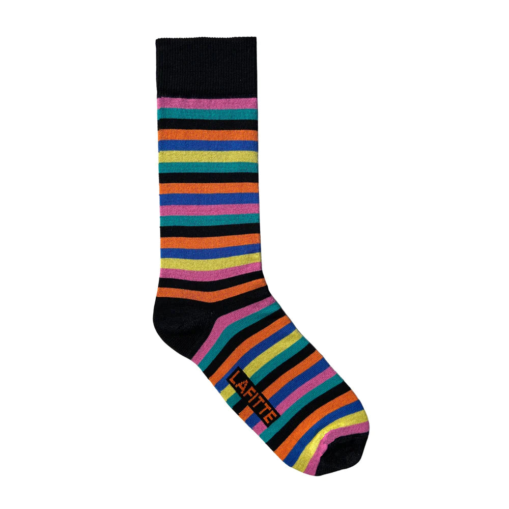 sock sales thermal -  Multicoloured Stripes on Black Crew Socks