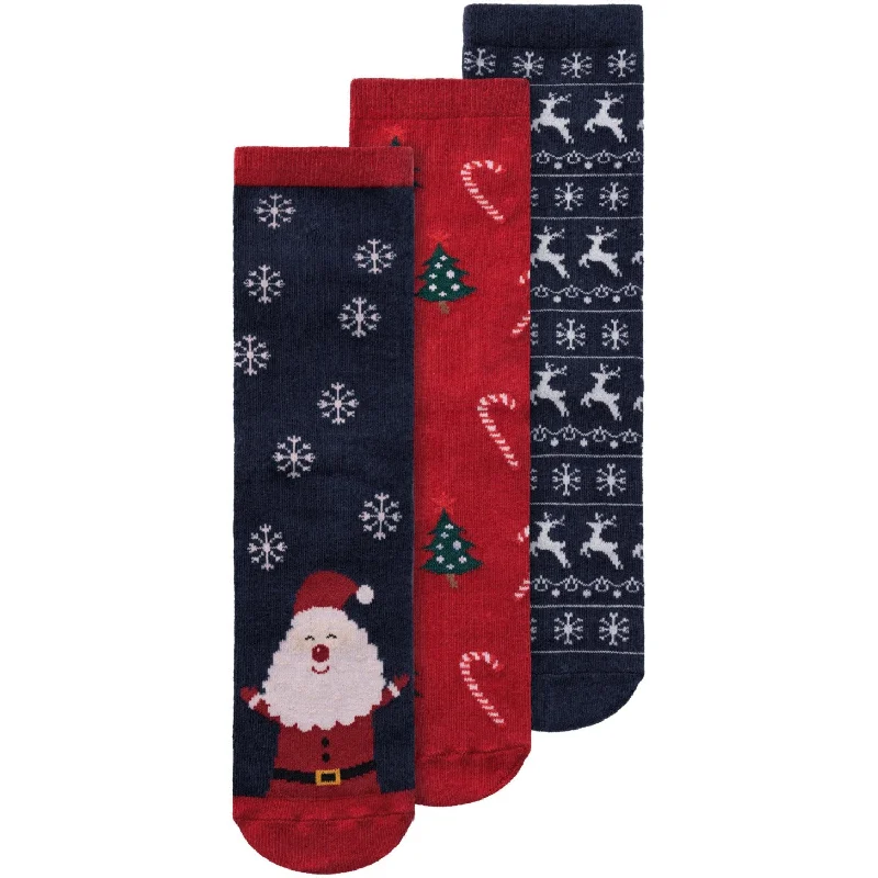 sock sales hiking -  Name It Dark Sapphire Jester Red Richristmas 3-pack Socks