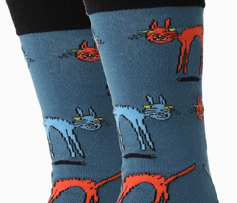 sock guarantee hiking -  Oooh Yeah!/Cat Fight | Men's Cotton Crew Funny Socks