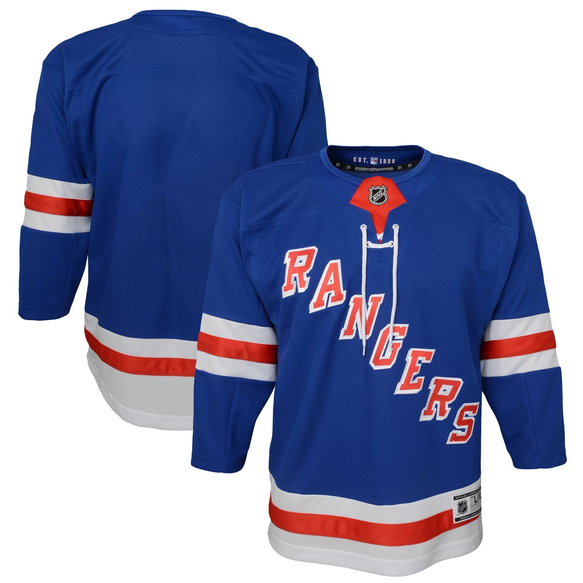 sock designs running -  Outer Stuff Premier Junior Jersey - New York Rangers Home