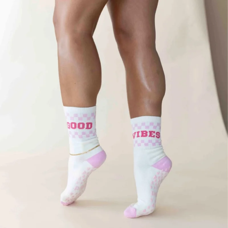 sock styles hiking -  Good Vibes Crew - Grip Sock (Barre / Pilates)