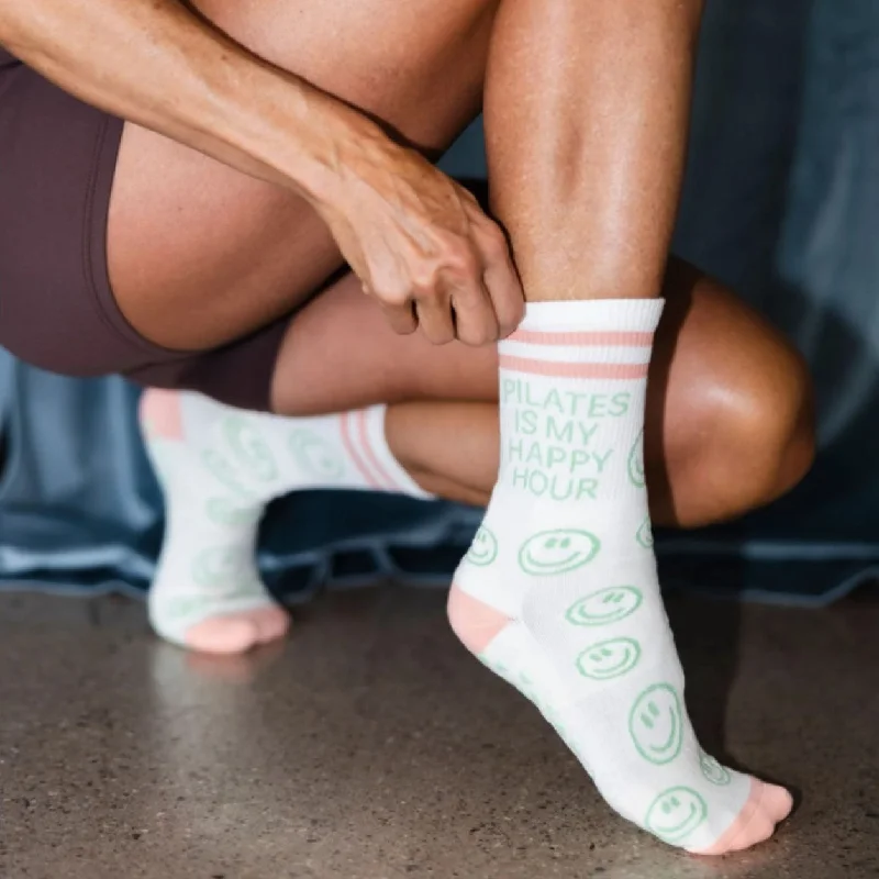 sock features custom -  Happy Hour - Crew Grip Sock (Barre / Pilates)