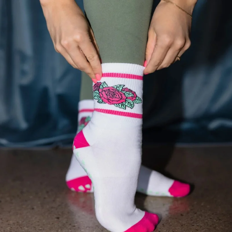 sock features running -  The Rosy Crew - Crew Grip Sock (Barre / Pilates)