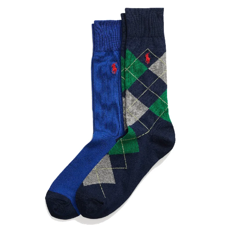 sock packaging hiking -  Polo Ralph Lauren 2 Pack Argyle Crew Sock Navy / Royal