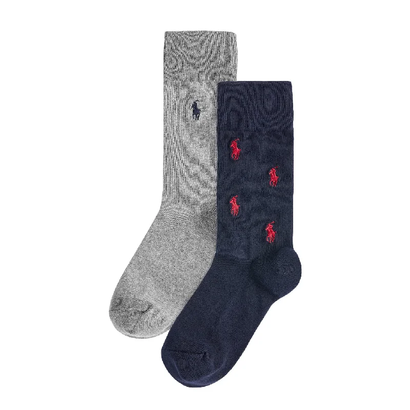 sock care hiking -  Polo Ralph Lauren All Over Pony 2-Pack Socks Navy / Grey