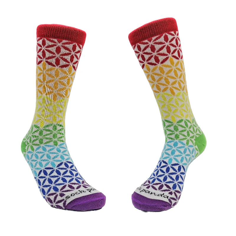 sock prices thermal -  Sock Panda - Rainbow Flower Pattern Socks (Adult Medium)