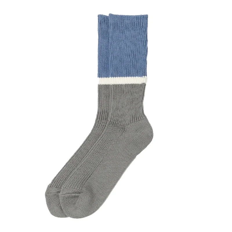 sock offers custom -  Rototo Bicolor Ribbed Crew Socks Light Blue / Dark Gray