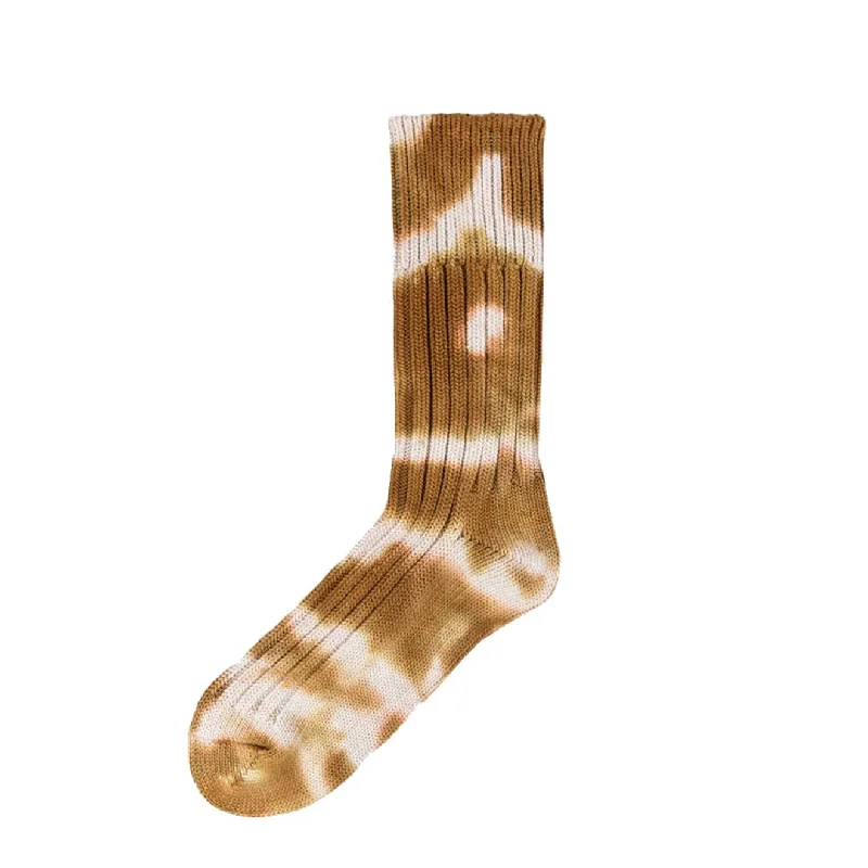 sock types custom -  RoToTo Chunky Ribbed Tie Dye Crew Socks Light Brown / Beige