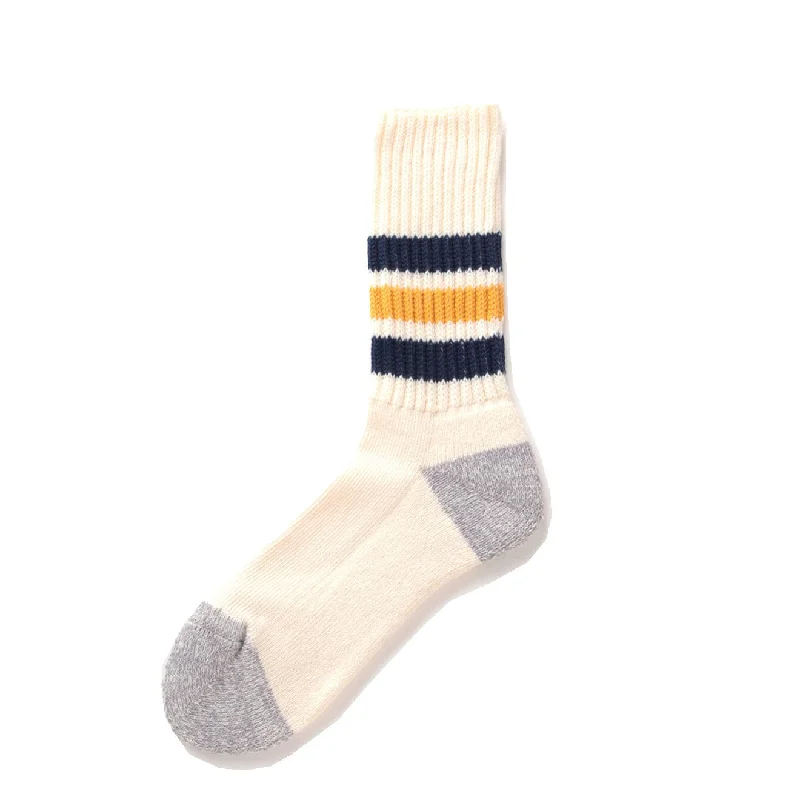 sock brands custom -  RoToTo Coarse Ribbed Oldschool Crew Socks Navy / Yellow