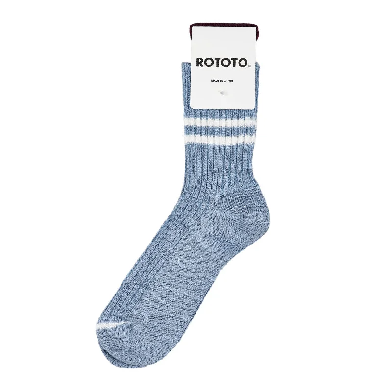 sock shipping running -  Rototo Two Stripe Light Morning Blue / White