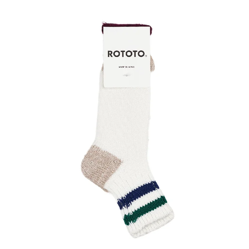 sock packaging running -  Rototo Two Stripe White / Green / Dark Blue