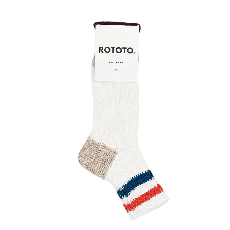 sock drying running -  Rototo Two Stripe White / Light Red / Medium Blue