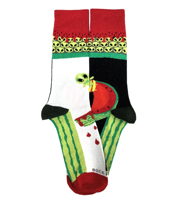 sock promotions hiking -  Sock Panda - Skater Alien on a Half Pike Watermelon Socks (Adult Large)