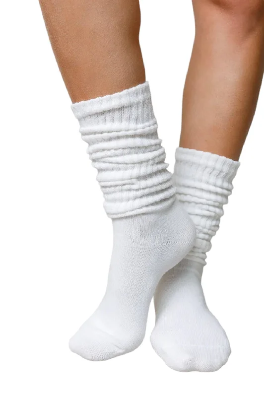 sock sizes hiking -  Slouch Socks - White