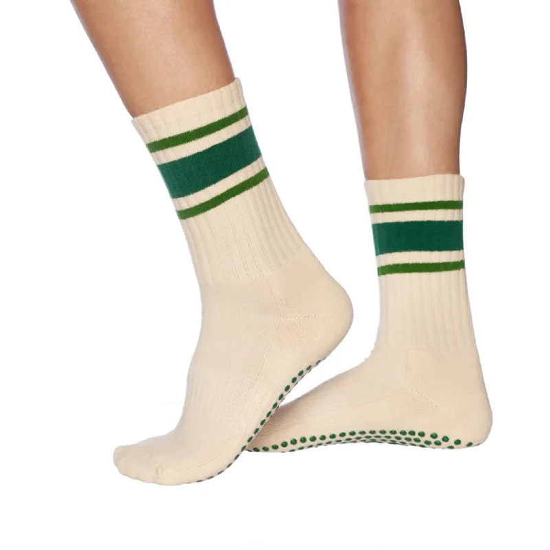 sock sizes custom -  Green Retro - Crew Grip Sock (Barre / Pilates)