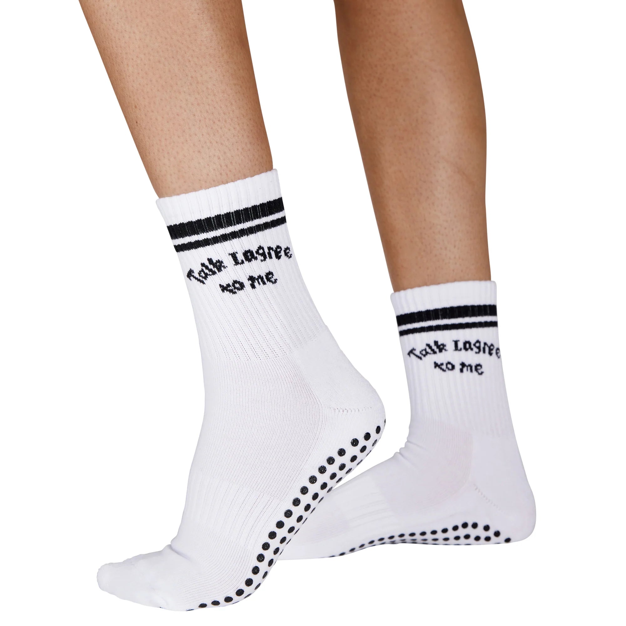 sock styles running -  Talk Lagree To Me - Crew Grip Sock (Barre / Pilates)