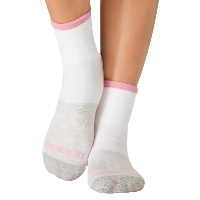 sock ratings hiking -  Be Amazing -  White Flamingo Short Crew Grip Socks (Barre / Pilates)