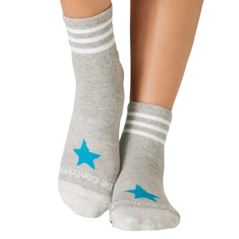 sock care hiking -  Be Confident - Heather Star Short Crew Grip Socks (Barre / Pilates)